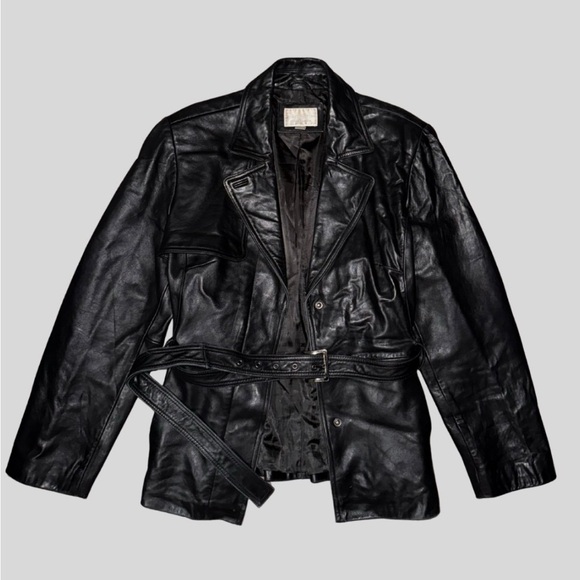 Worthington Jackets & Blazers - Worthington Black Leather Jacket with Belt